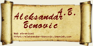 Aleksandar Benović vizit kartica